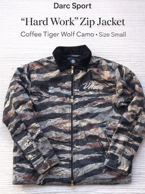 Darc Sport “Hard Work” Zip Jacket – Coffee Tiger Wolf Camo – Size S